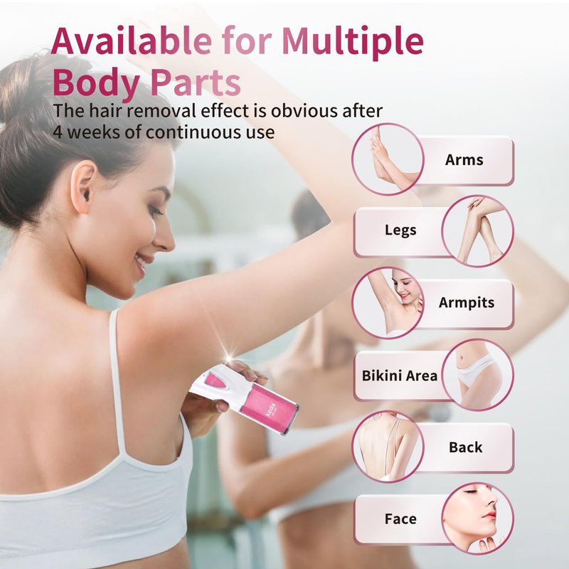 Mini Epilator - Hair Remover for Women, Full Body Smooth Glide Epilator, with LED Light for Precision, Portable Electric Lady Shaver for Face, Armpits, Arms, Bikini, and Legs