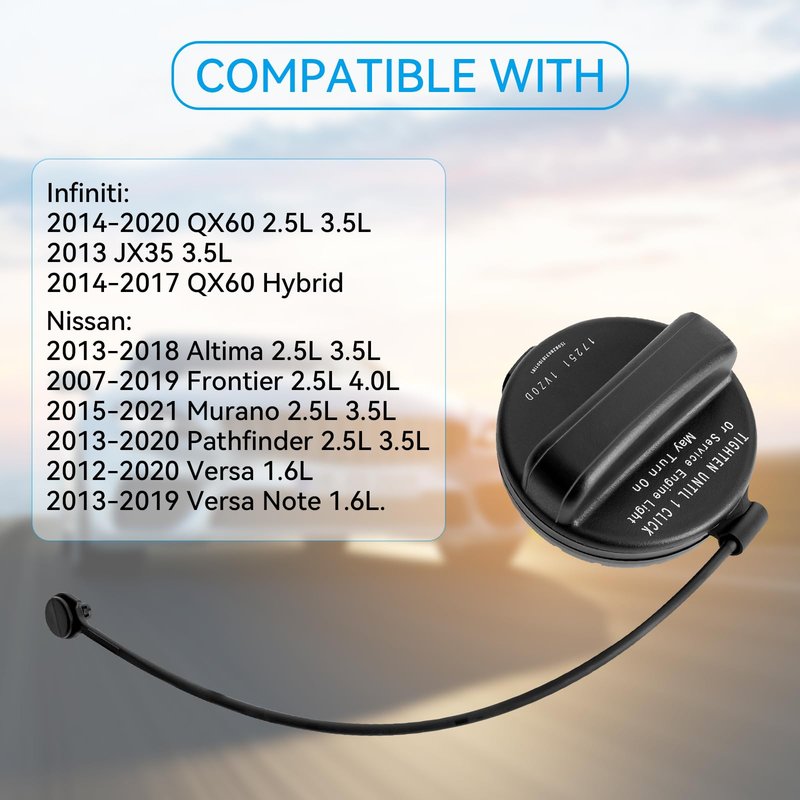 Bularie Gas Cap 17251-3JA0A Compatible With Nissan Pathfinder, Infiniti QX60 JX35 Car - Fuel Filler Cap Fit for Nissan Altima Frontier Murano Versa, Infiniti Fuel Tank, Replace 17251-9BD0E 17251-1VZ0D