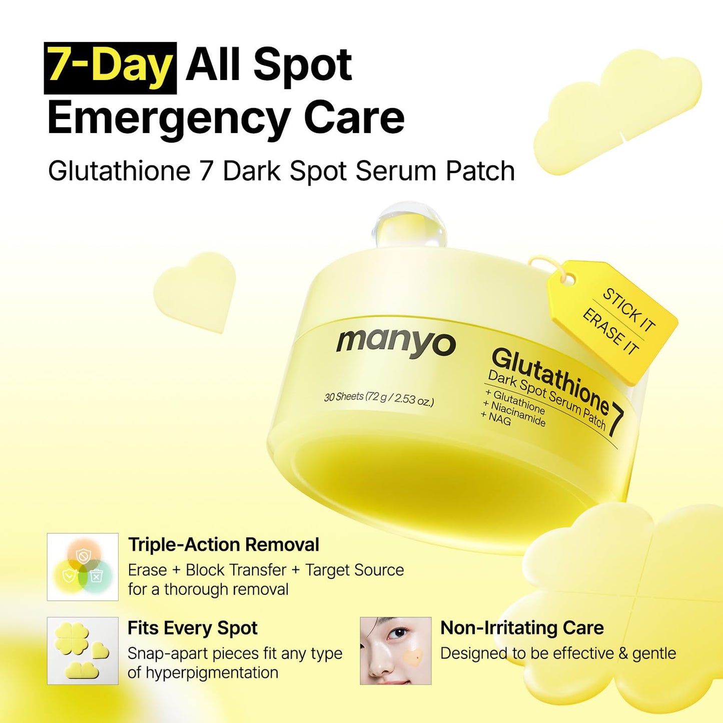 Glutathione 7 Dark Spot Serum Patch - Gel Patches for Uneven Skin Tone & Radiance | 30 Count