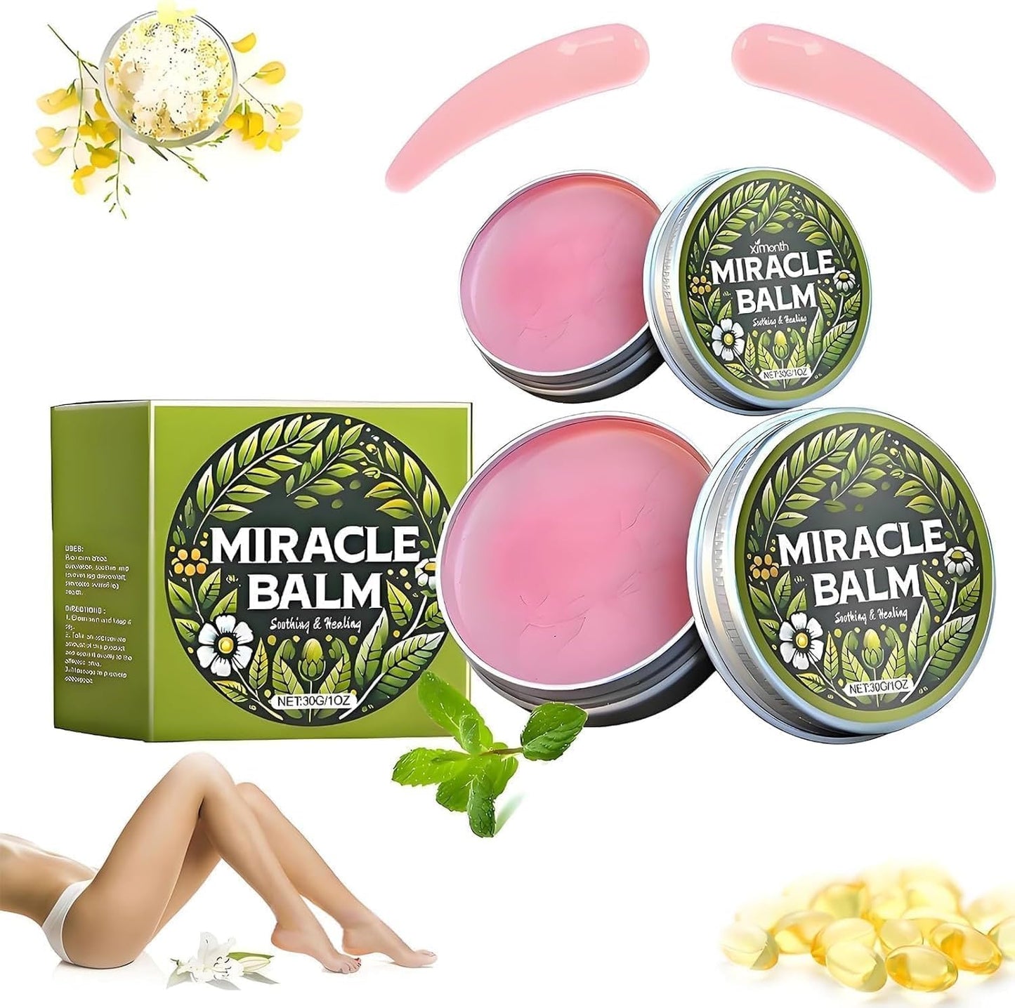 Miracle Balm for Swollen Legs, Veins Soothing, Relaxing & Comfortable, Botanical Formula with Calendula for Back, Hands, Feet and Body-2PCS