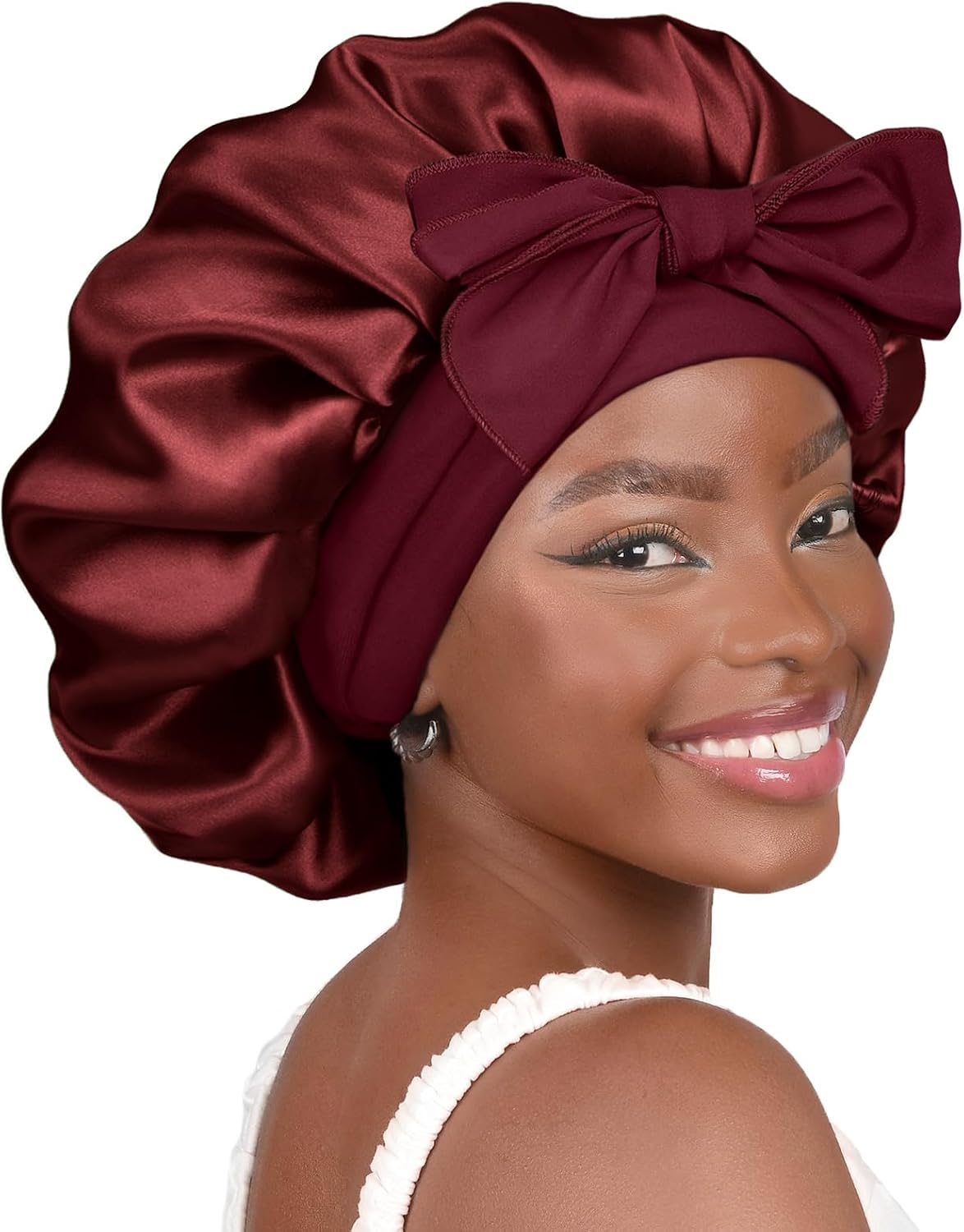 Adjustable Satin Bonnet for Sleeping | Double Layer Hair Wrap to Reduce Friction & Prevent Frizz