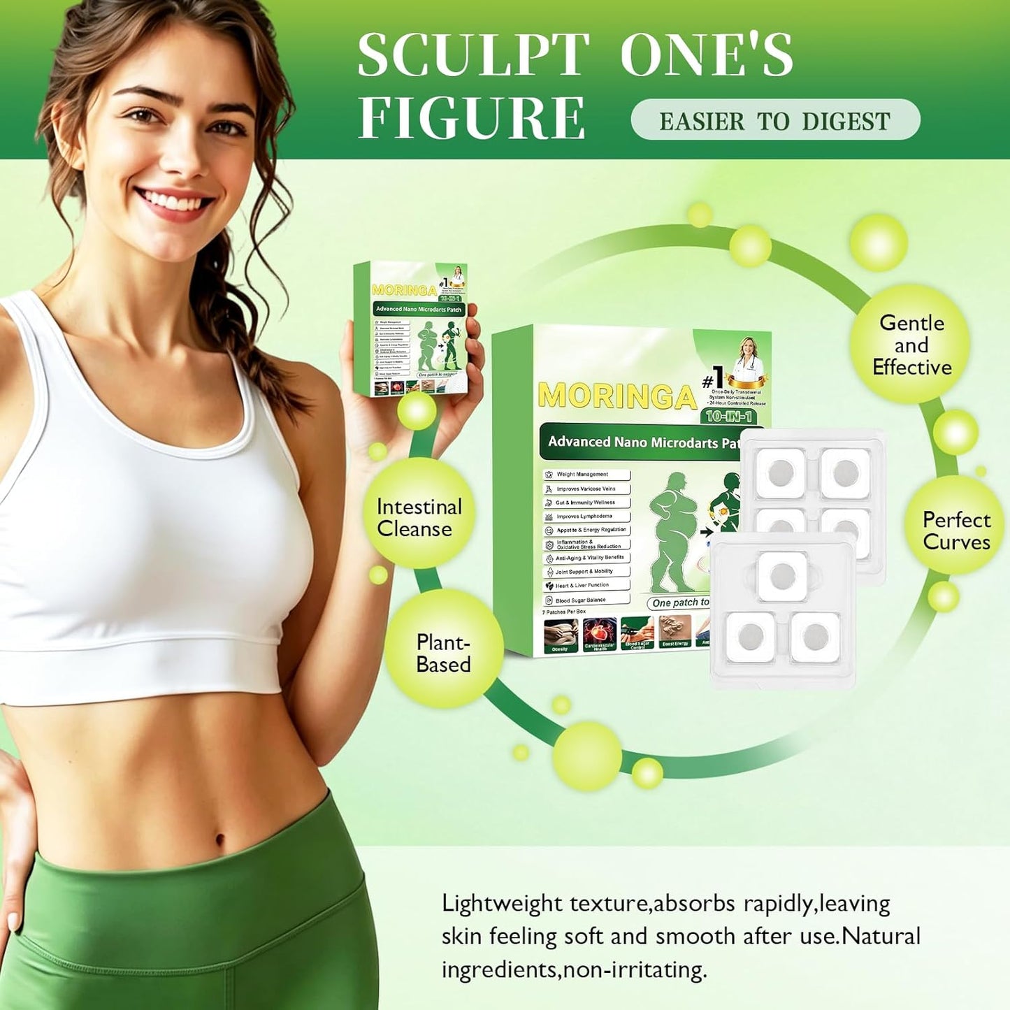 Moringa 10-in-1 Nano Microdarts Patches - Natural Body Treatment for All Skin Types | 3 Boxes