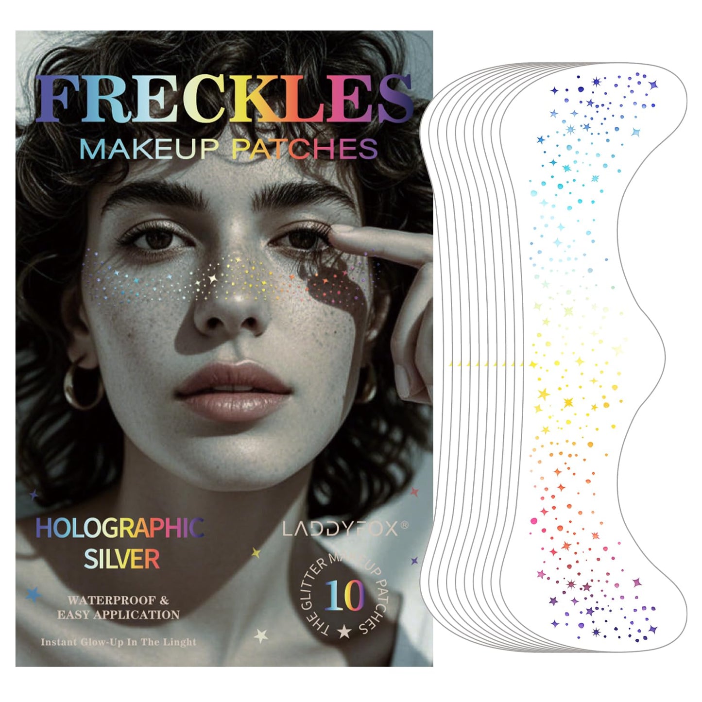 Gold Face Makeup Patches - 8 Pcs Glitter Freckles Temporary Tattoos | Waterproof Face Glitter for Women & Girls