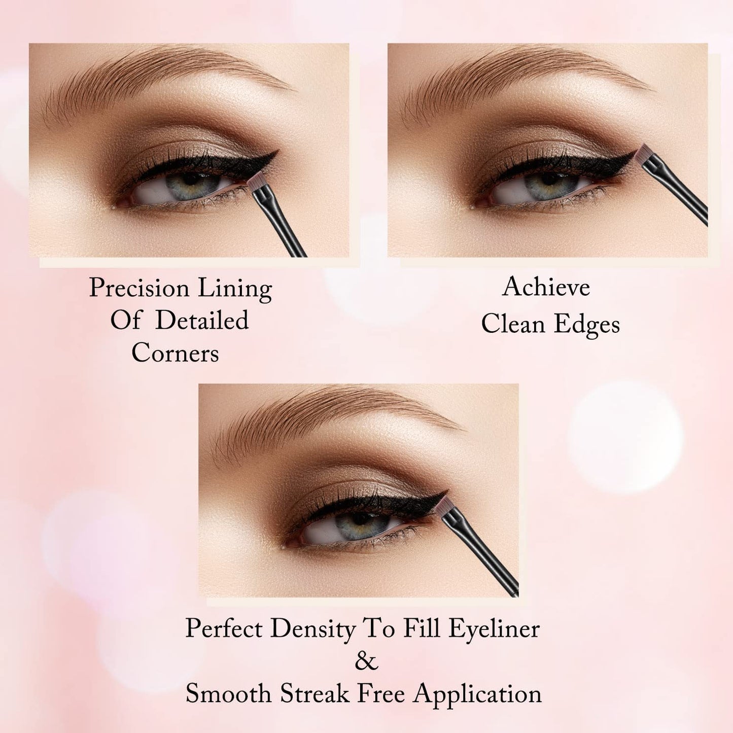 Etercycle Fine Angled Eyeliner Brush - Ultra Thin Slanted Flat Angle for Precise Application