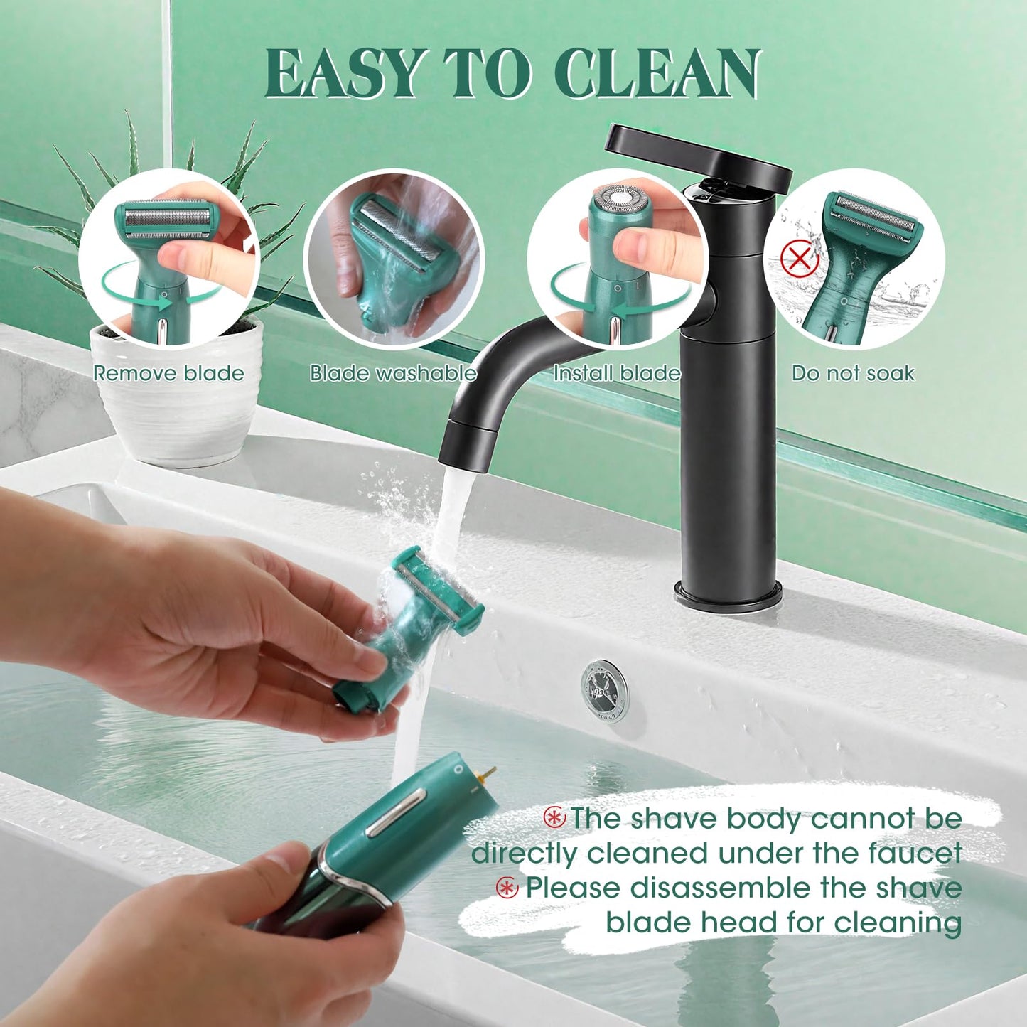 Electric Razor for Women,6 in 1 Women's Bikini Trimmer Shaver for Women & Men Pubic Hair, Private Area, Legs, Eyebrow,Face, Nose, Eyebrow, Body Hair Removal IPX5 Waterproof Wet & Dry