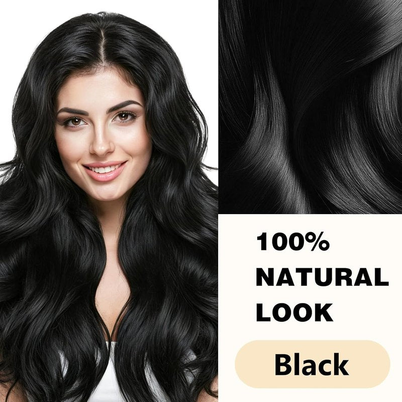 Black Hair Dye Shampoo - 3 In 1 Semi-Permanent Color for Gray Coverage | Natural Black with Argan Oil & Ginseng, 400ml