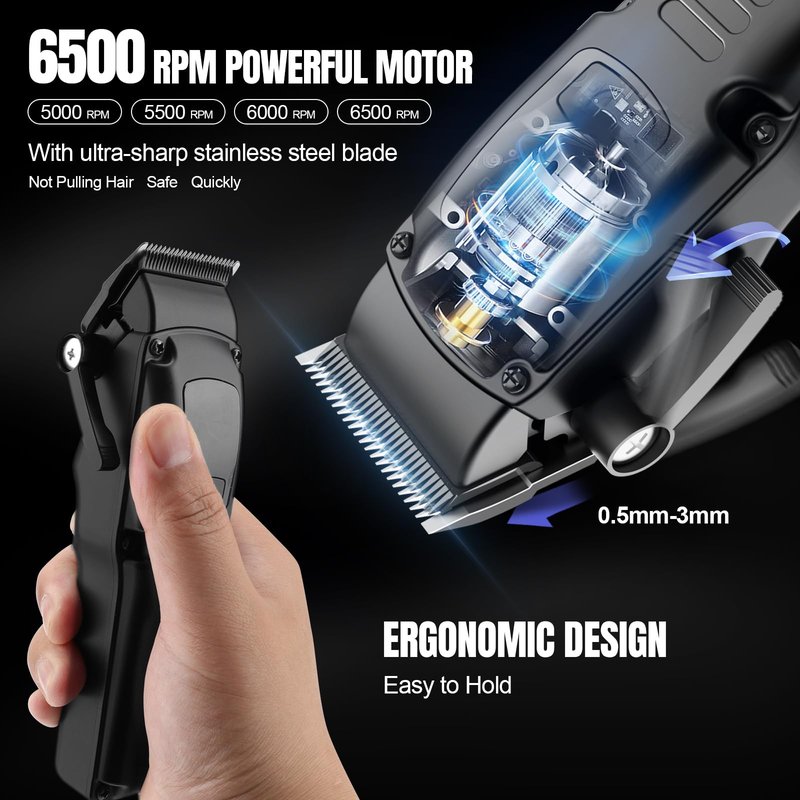 Zesuti Professional Barber Hair Clippers Trimmer Shaver Set for Men,Cordless Hair Cutting Kit & Zero Gap T-Blade Trimmer & 8500 RPM Electric Shaver Combo with EVA Case,Mens Gift