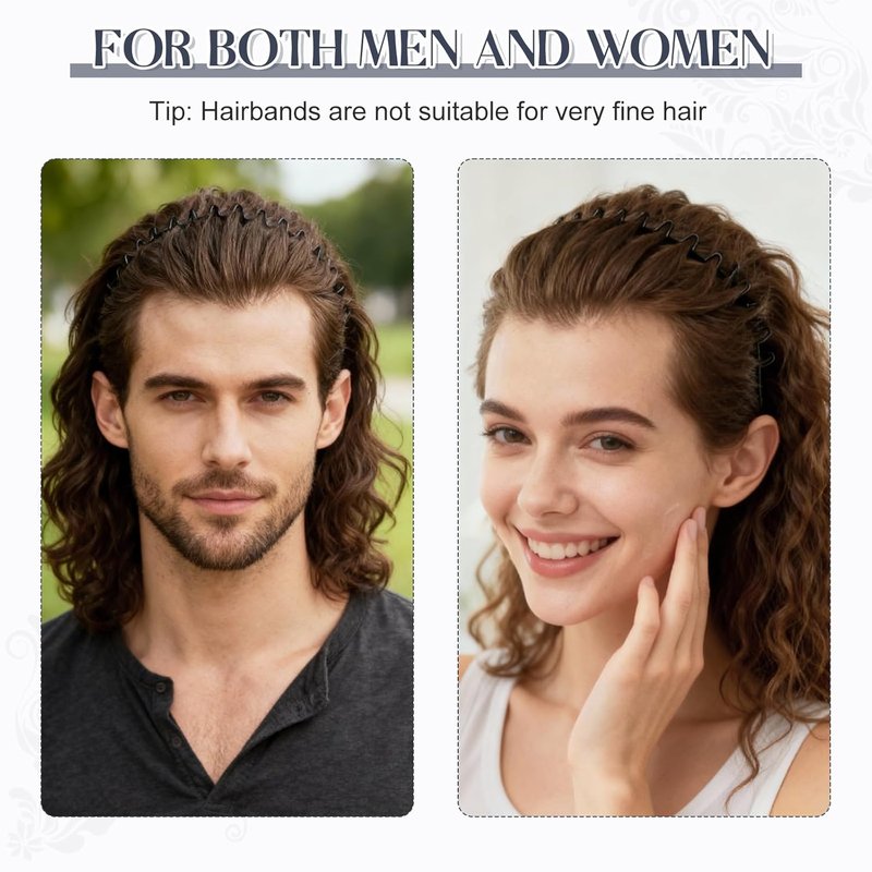 Metal Hair Band - Fashion Wavy Spring Headband for Men & Women | Elastic Non-Slip Design for Daily Use & Outdoor Sports