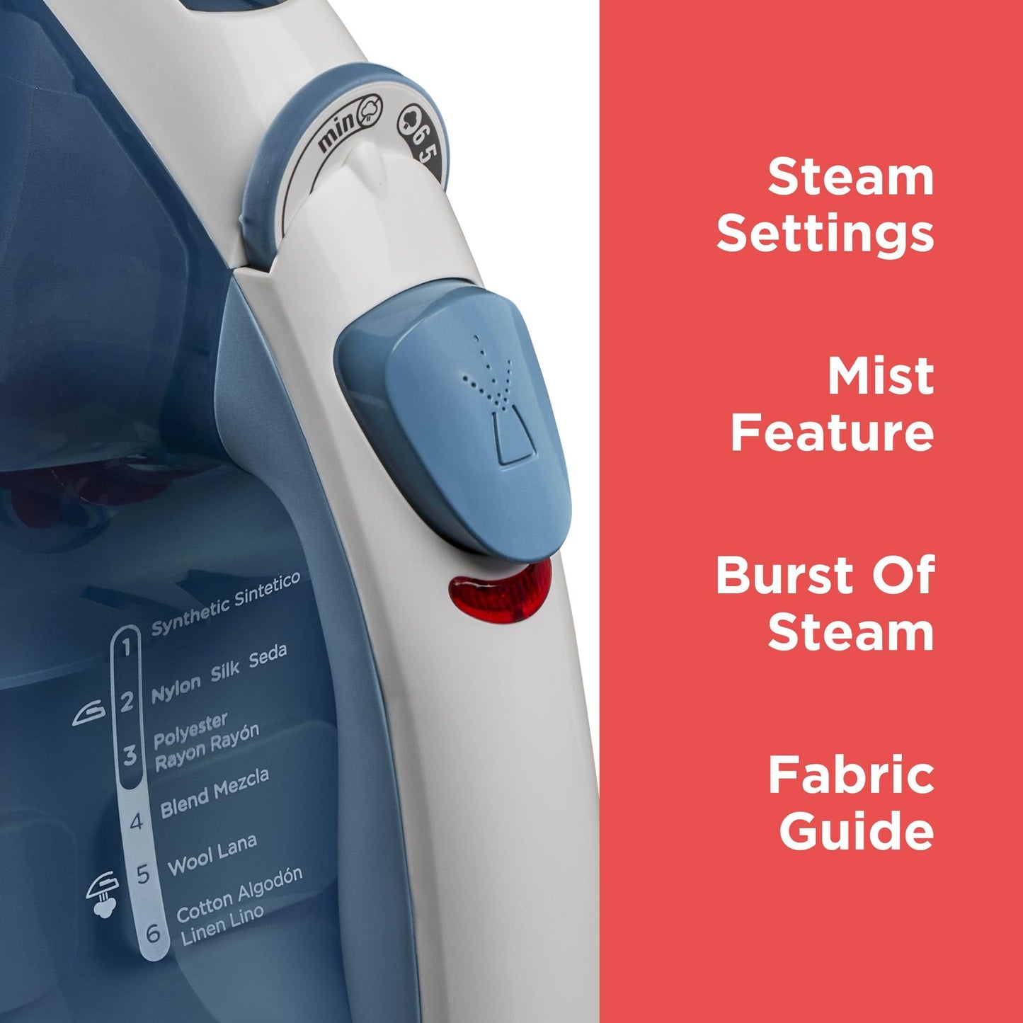 BLACK+DECKER Easy Steam Compact Iron for Clothes, Automatic Shutoff, Nonstick Plate, Light Weight, 1200 Watts