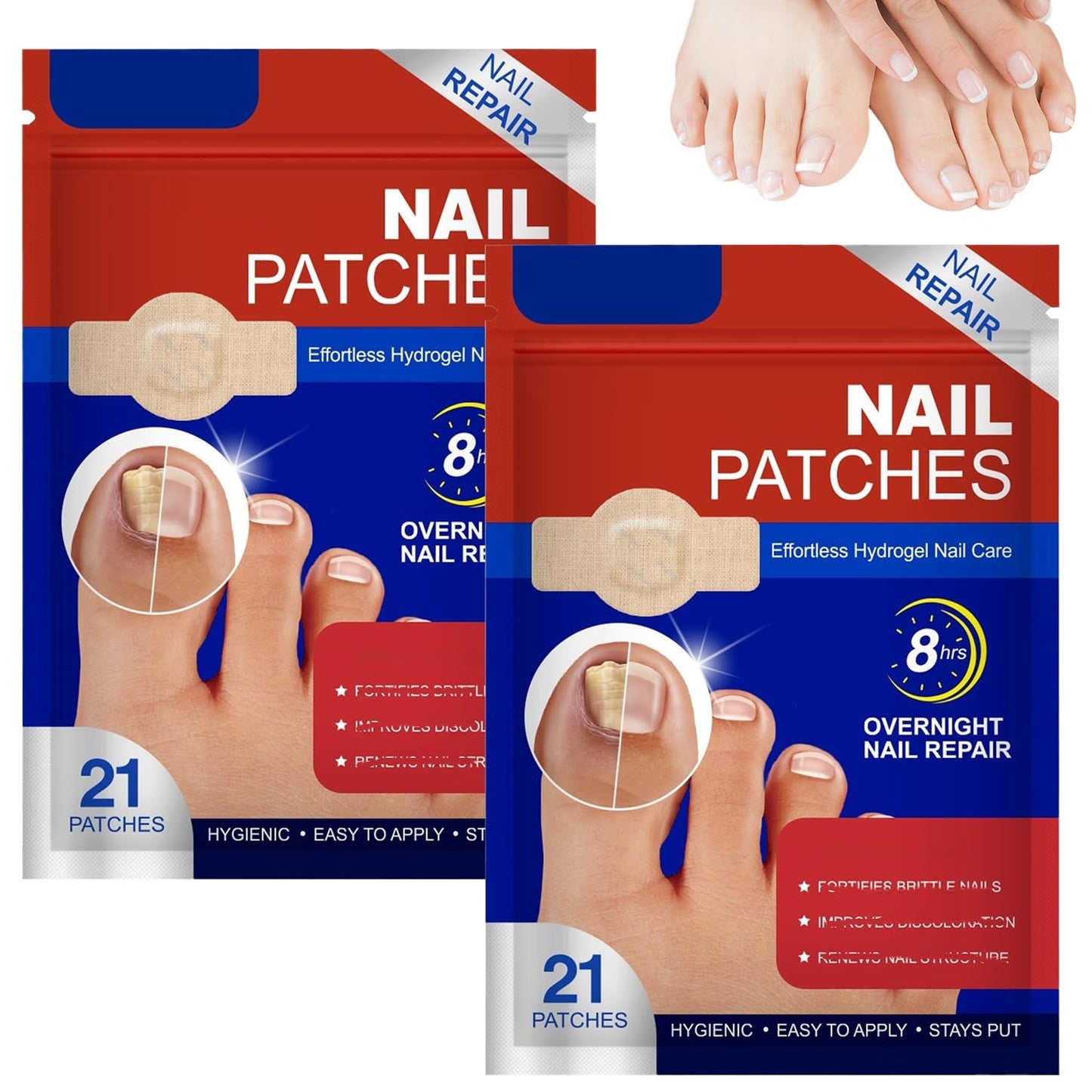 Extra Strength Toenail Treatment - Overnight Nail Patches for Damaged Nails | 42 Pcs