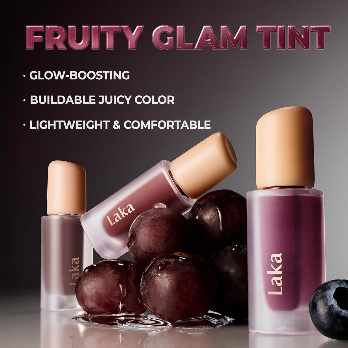 Fruity Glam Tint Lip Stain - Hydrating, Lightweight, Buildable Color | K-Beauty #101 Joyful, 4.5g/0.15oz