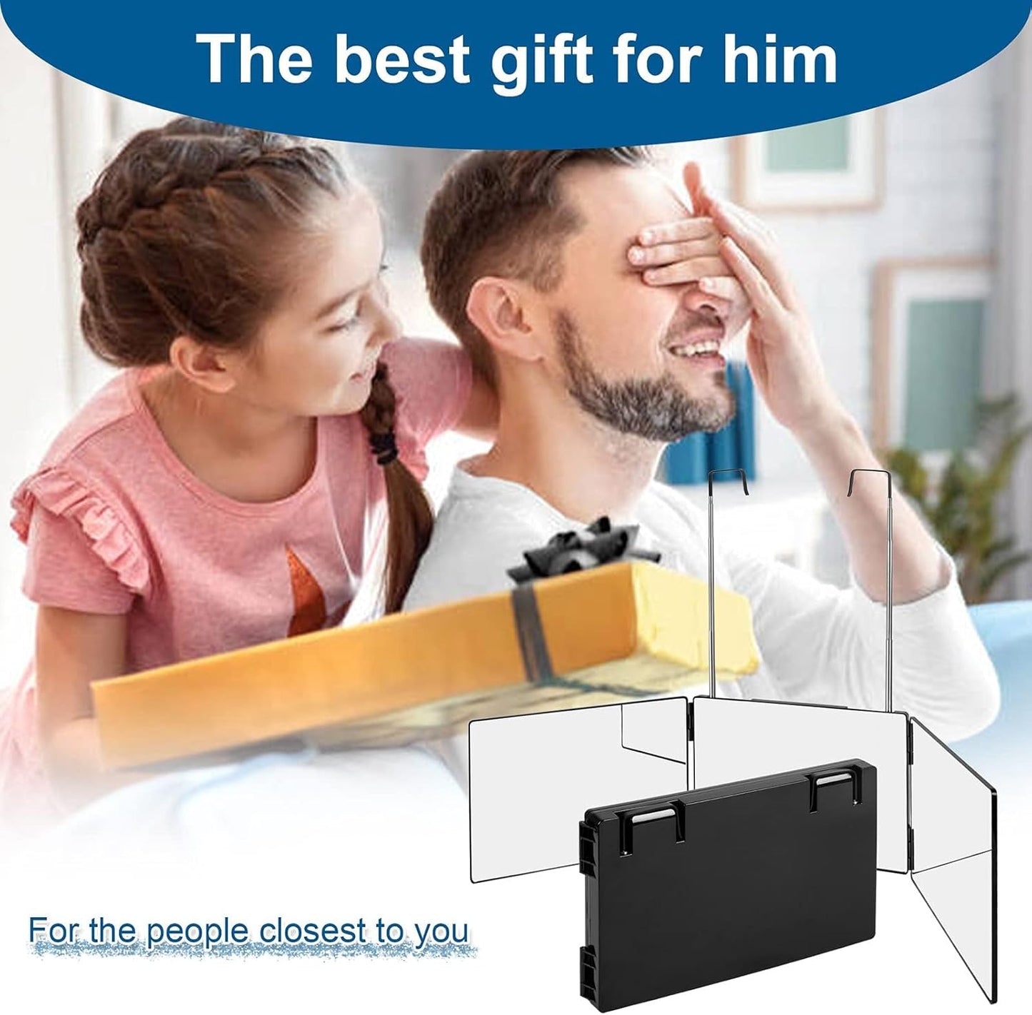 3-Way Mirror for Self Hair Cutting | 360° Tri-Fold Design with Adjustable Hooks (6.7" x 10.8")