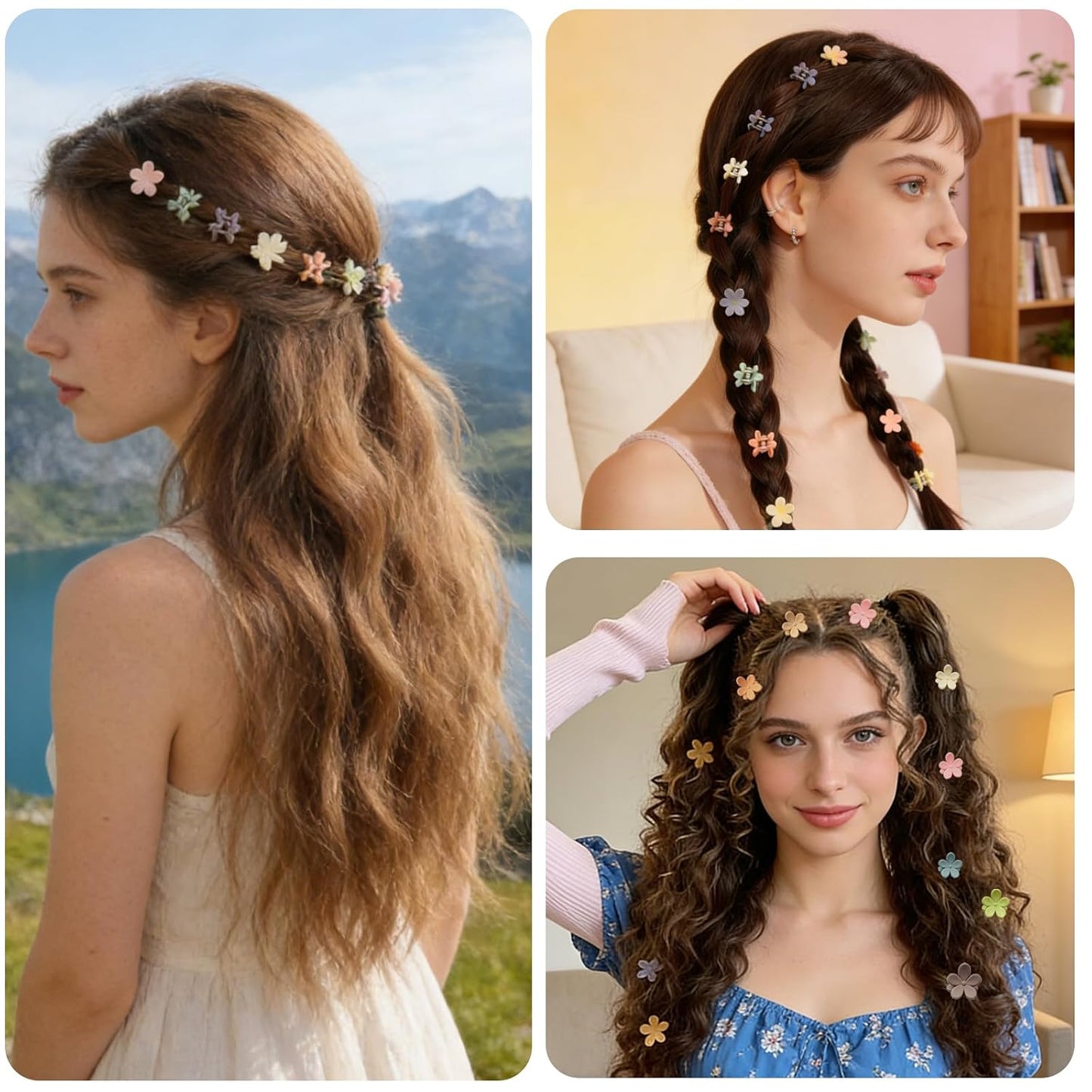 Mini Flower Hair Clips for Kids - 100Pcs Colorful Claw Clips | Cute Toddler Hair Accessories for Girls & Teens