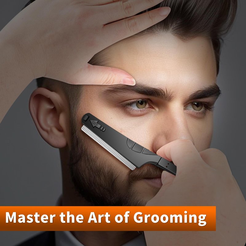 Straight Razor for Men, Straight Edge Razor, Barber Razor, Folding Shavette Razor with Replaceable Blade System, Stainless Steel Beard Razor with G10 Non-Slip Handle for Home Shaving & Grooming (Red)