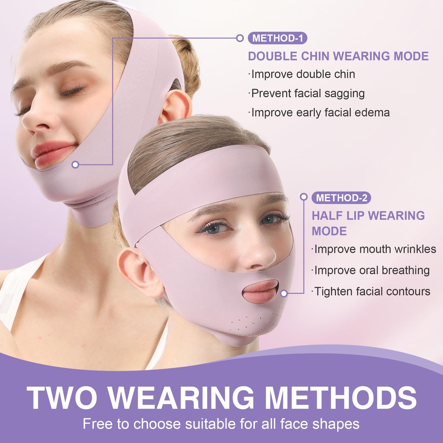 Face Lift Belt Forehead Lift Band, Breathable Comfort Pressure Forehead Bandage Chin Up Face Lifting Vshaped Strap