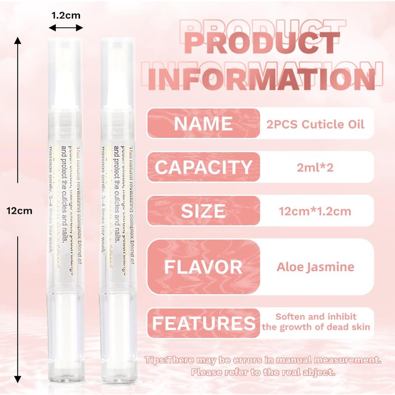 Cuticle Oil Pens - 2PCS Nail Care Revitalizer with Soft Brush | Aloe & Jasmine Flavor