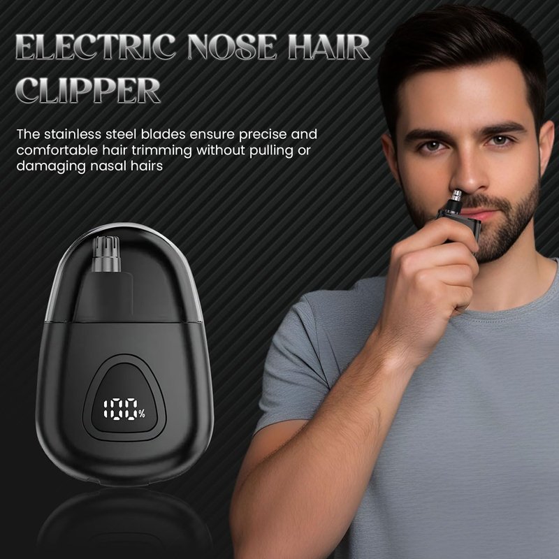 Infinity Choices Nose Hair Trimmer for Men Women - Electric Nose Hair Clipper with Replaceable Stainless Steel Blade, Powerful Motor, Wet/Dry Use, Portable USB Rechargeable Design | Black