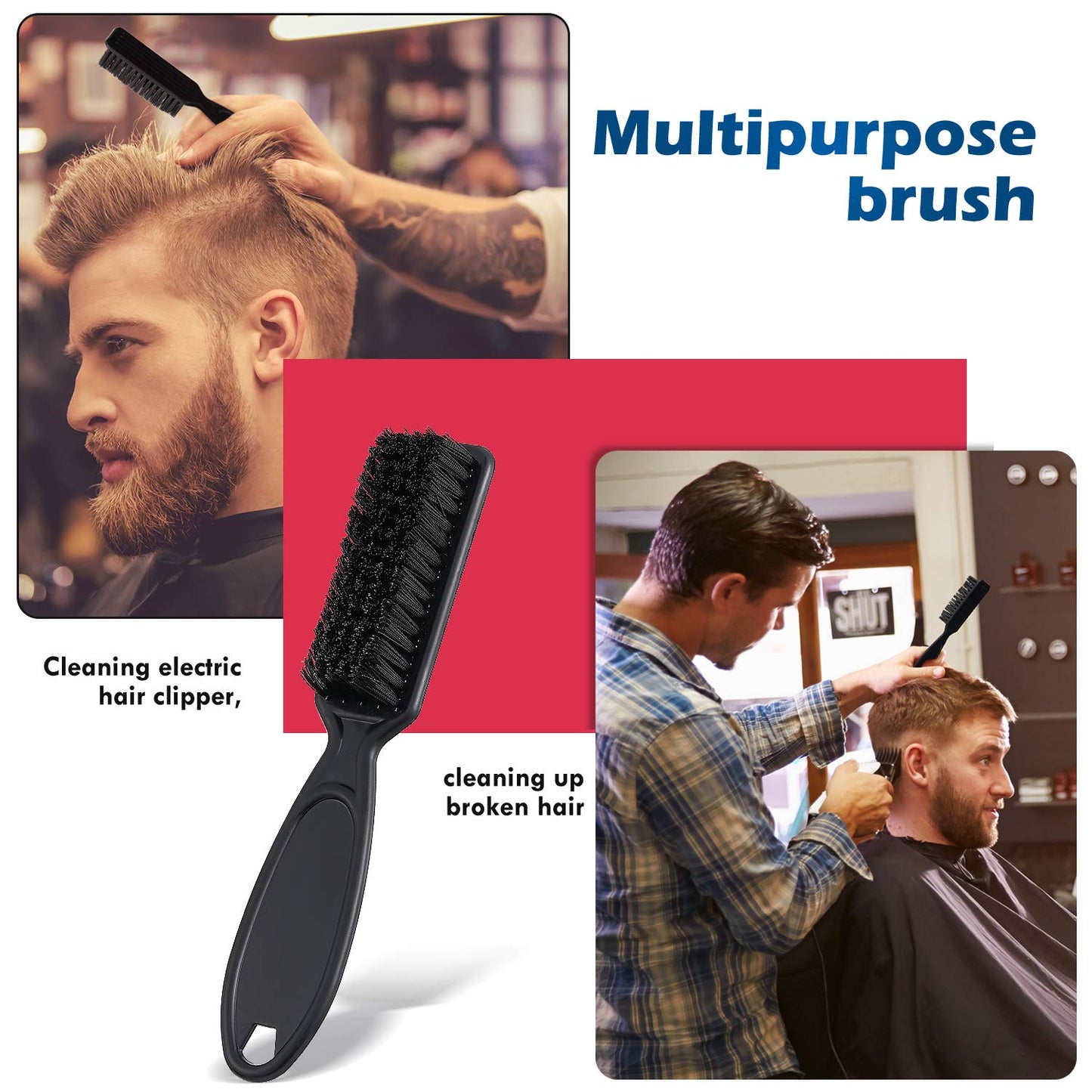 Patelai 6 Pcs Barber Clipper Cleaning Brush Set, Clipper Cleaning Brushes, Barber Accessory Nylon Trimmer Cleaner, Hair Fade Styling Tool, Duster, Manicure, Mini Lightweight(Vibrant Color Set)