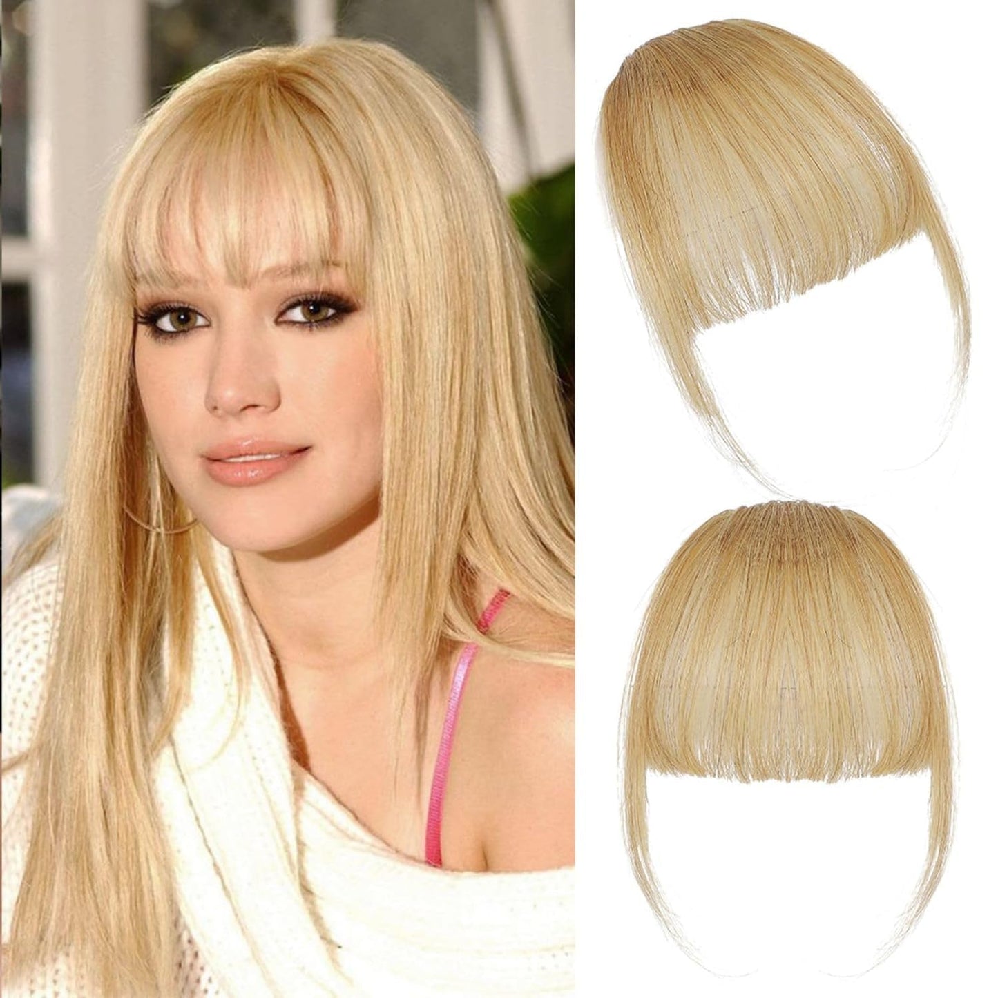 Clip In Bangs - 100% Real Human Hair Extensions | Natural Black Wispy Fringe for Women