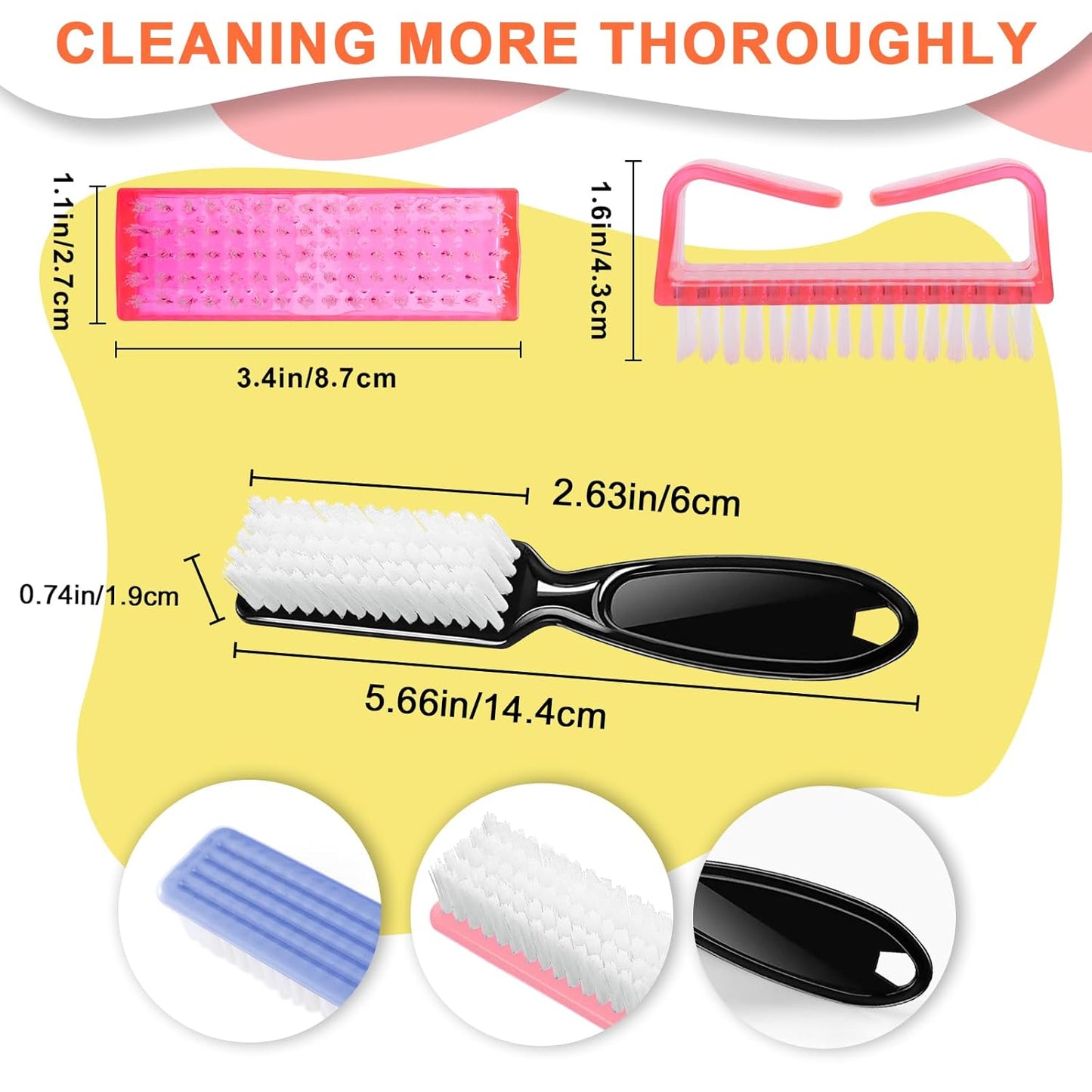 Nail Brush Set - 8 PCS Manicure & Pedicure Cleaning Tools | Ergonomic Handle & Scrubber Brushes