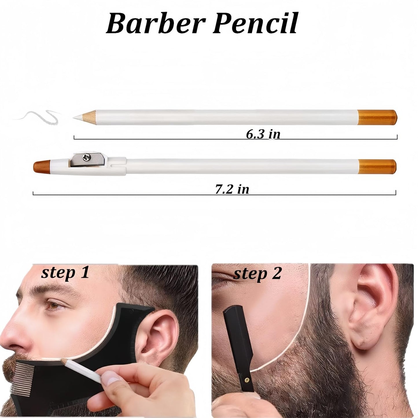 Megan beard shaping tool,5 piece set beard shaper for man - include professional straight edge razor,template guide,10 count of double edge blades,barber pencil and stainless steel scissors.