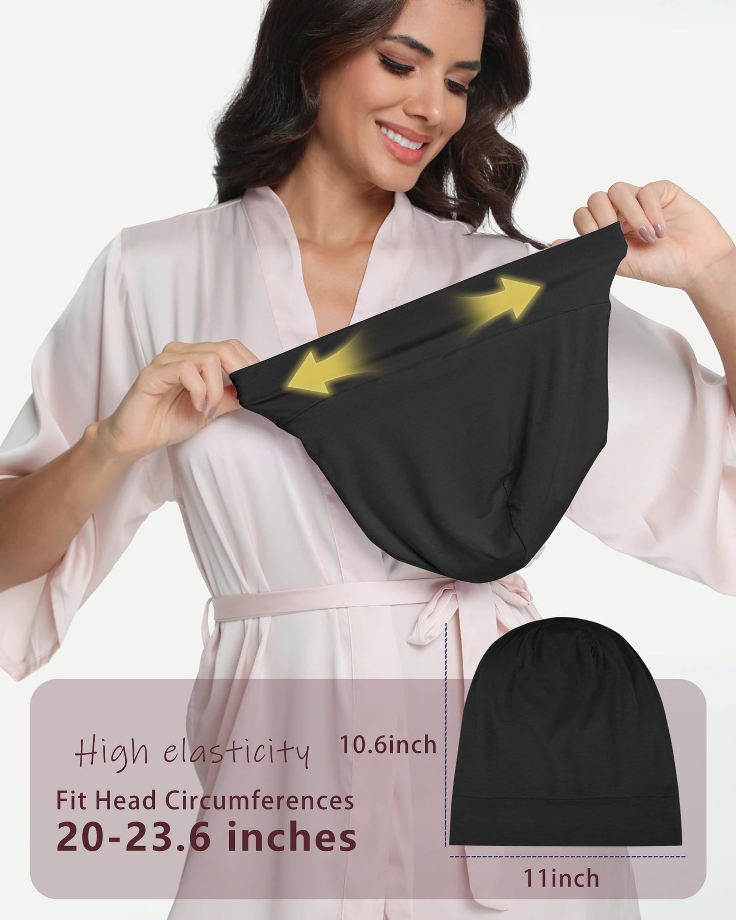 100% Mulberry Silk Bonnet for Sleeping Women Men, Real Silk Lined Bonnets for Curly Hair, Braid Sleep Cap Black Womens