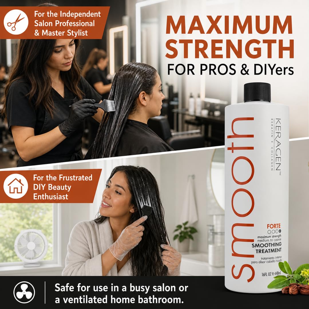 Keragen Brazilian Smoothing Keratin Hair Treatment - Sulfate-Free Blowout System for Dry, Damaged Hair | 16 Oz