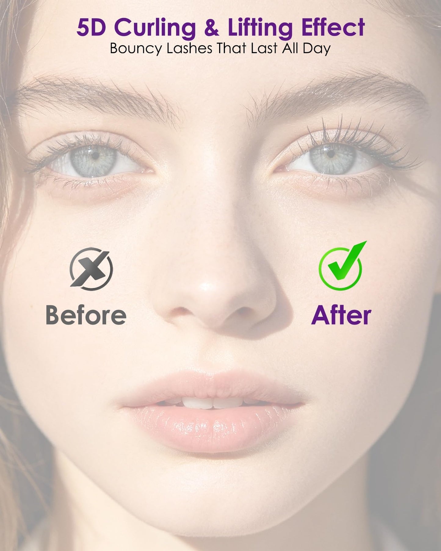 1PCS Iron Wand Mascara, 5D Curling Eyelash Iron Mascara with Washable Metal Wands, Waterproof Mascaras Black Volume and Length, Separating Mascara Volume, Long-lasting Smudge Proof.
