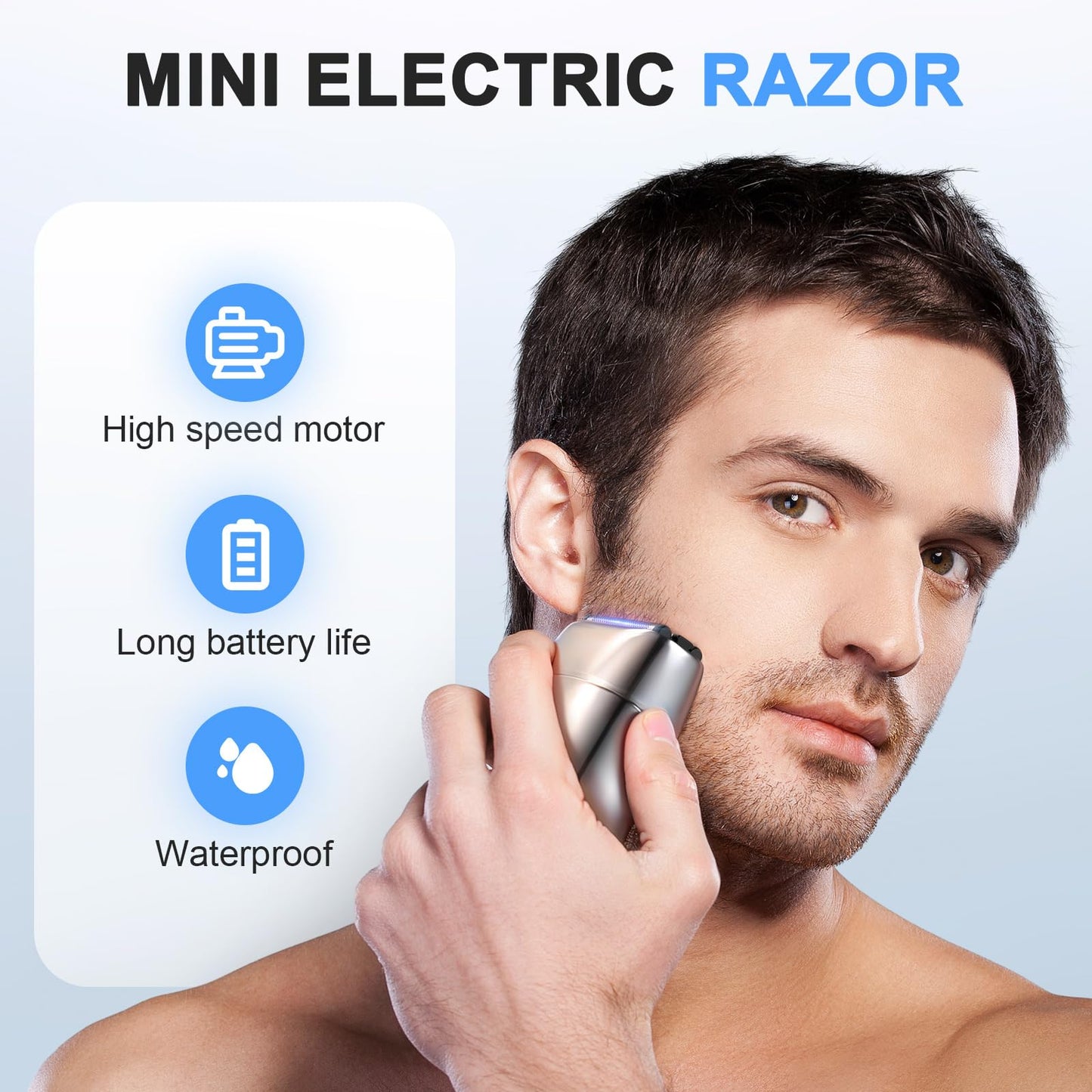 HOOICB Electric Foil Shavers for Men, Mini Electric Razor with LED Display, IPX7 Waterproof Wet Dry Beard Trimmer Grooming Kit for Travel