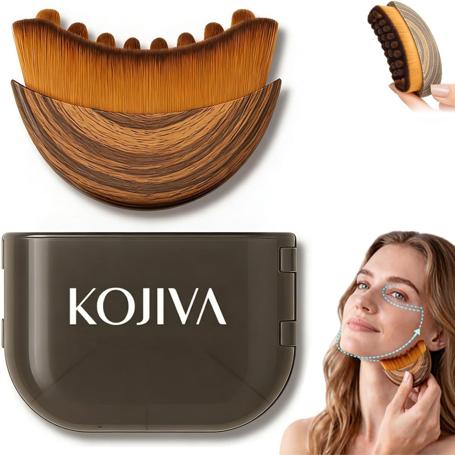 Kojiva Lymphatic Face Brush - Contour & Sculpting Tool for Facial Drainage | Reduces Puffiness & Double Chin