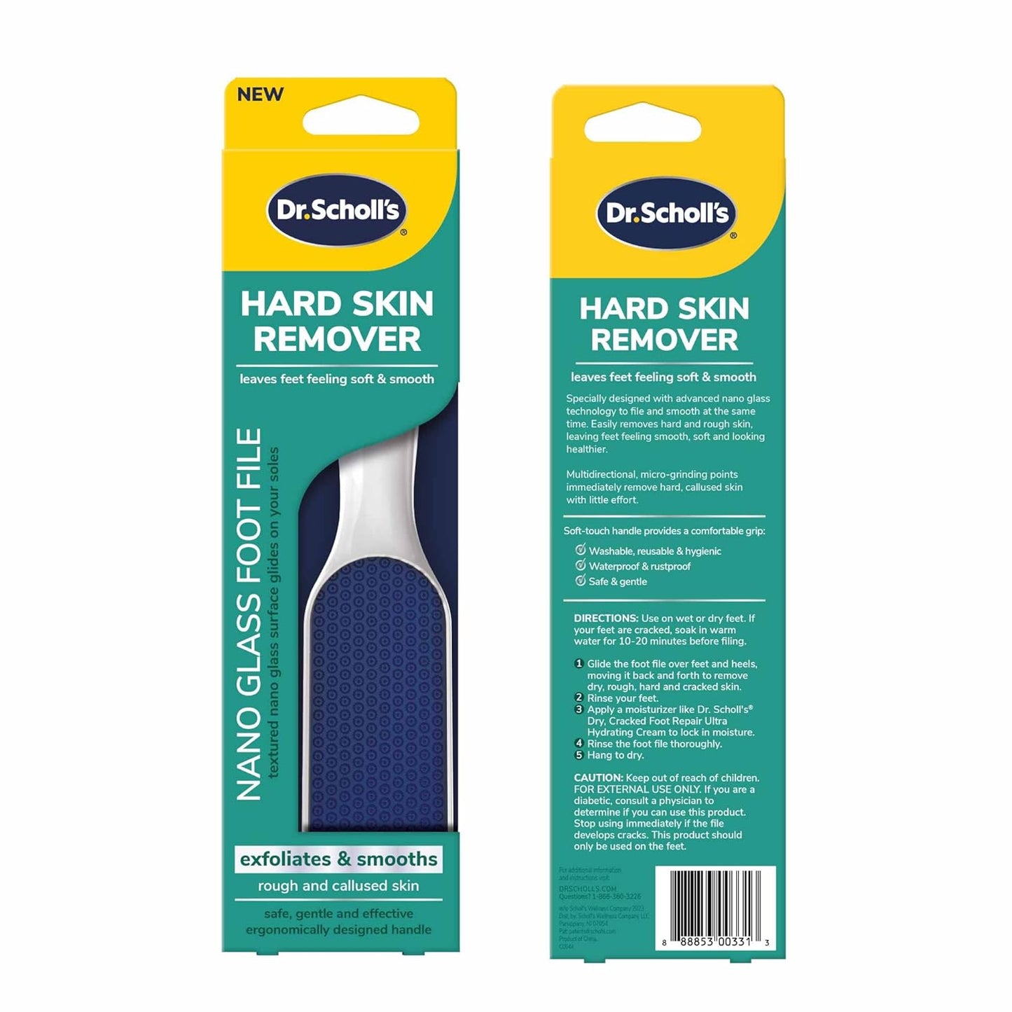 Dr. Scholl's Foot Callus Remover - Durable Nano Glass Foot File for Smooth Skin | Hygienic Pedicure Tool