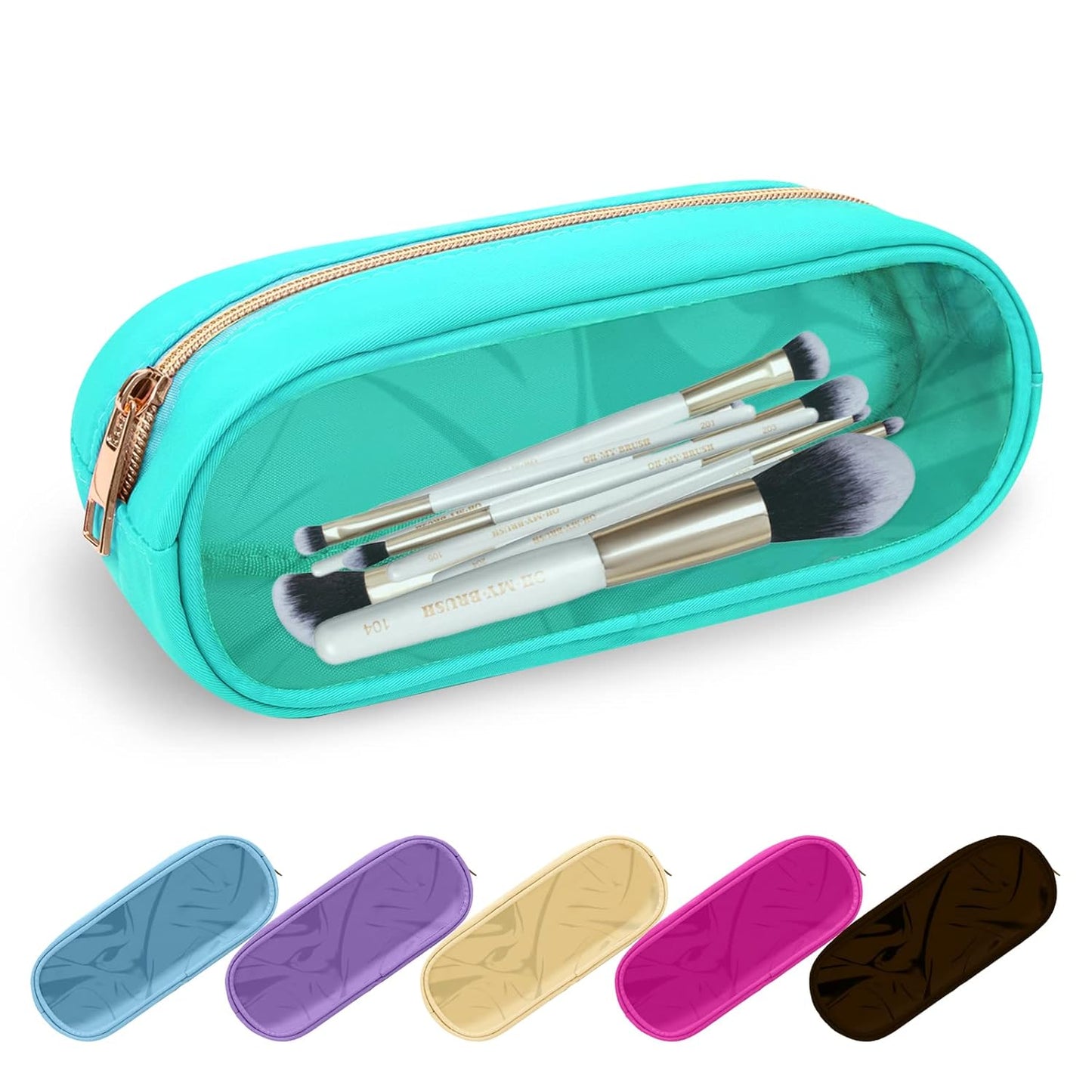 Waterproof Mini Floral Makeup Bag - Nylon Travel Pouch for Women | Cute Zipper Toiletry Organizer (Mini White-Flowers)