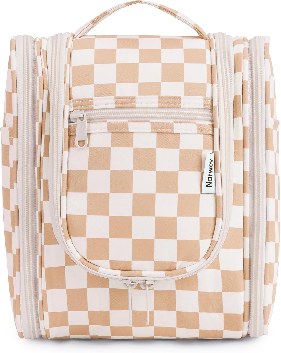 Small Striped Hanging Travel Toiletry Bag for Women - Makeup Organizer | Greyish Blue Stripe