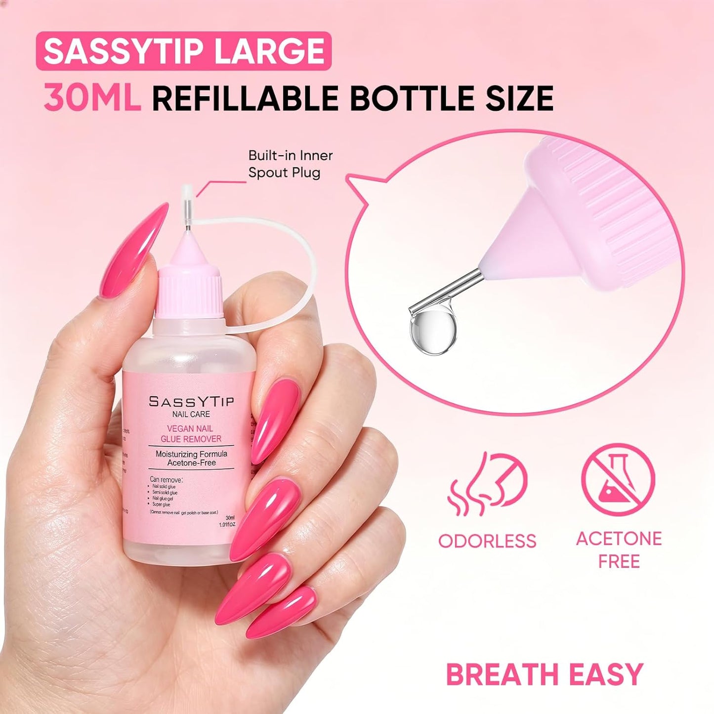 Nail Glue Remover | Acetone-Free Gentle Formula for Press-On & Acrylic Nails - 30ml