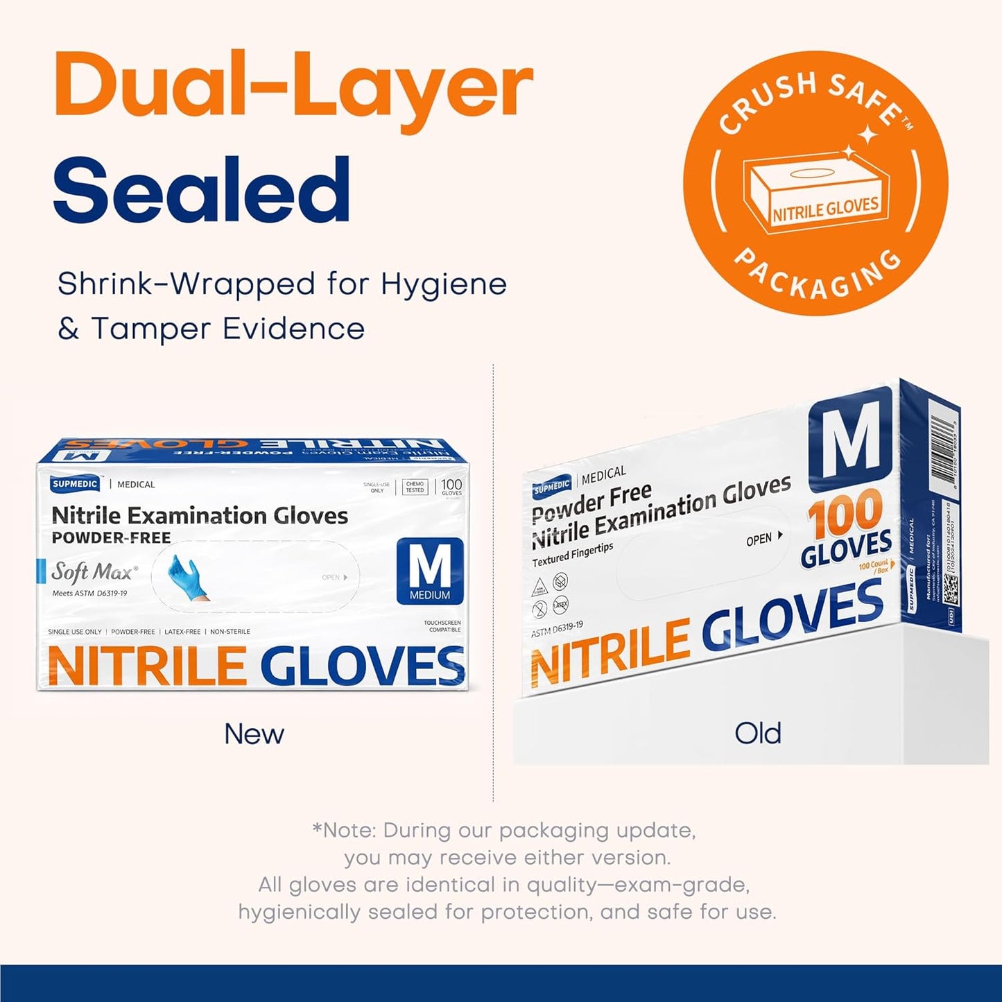 Nitrile Exam Gloves - Soft Max™ Latex-Free & Powder-Free | 100 Count Disposable, Food Safe, Blue