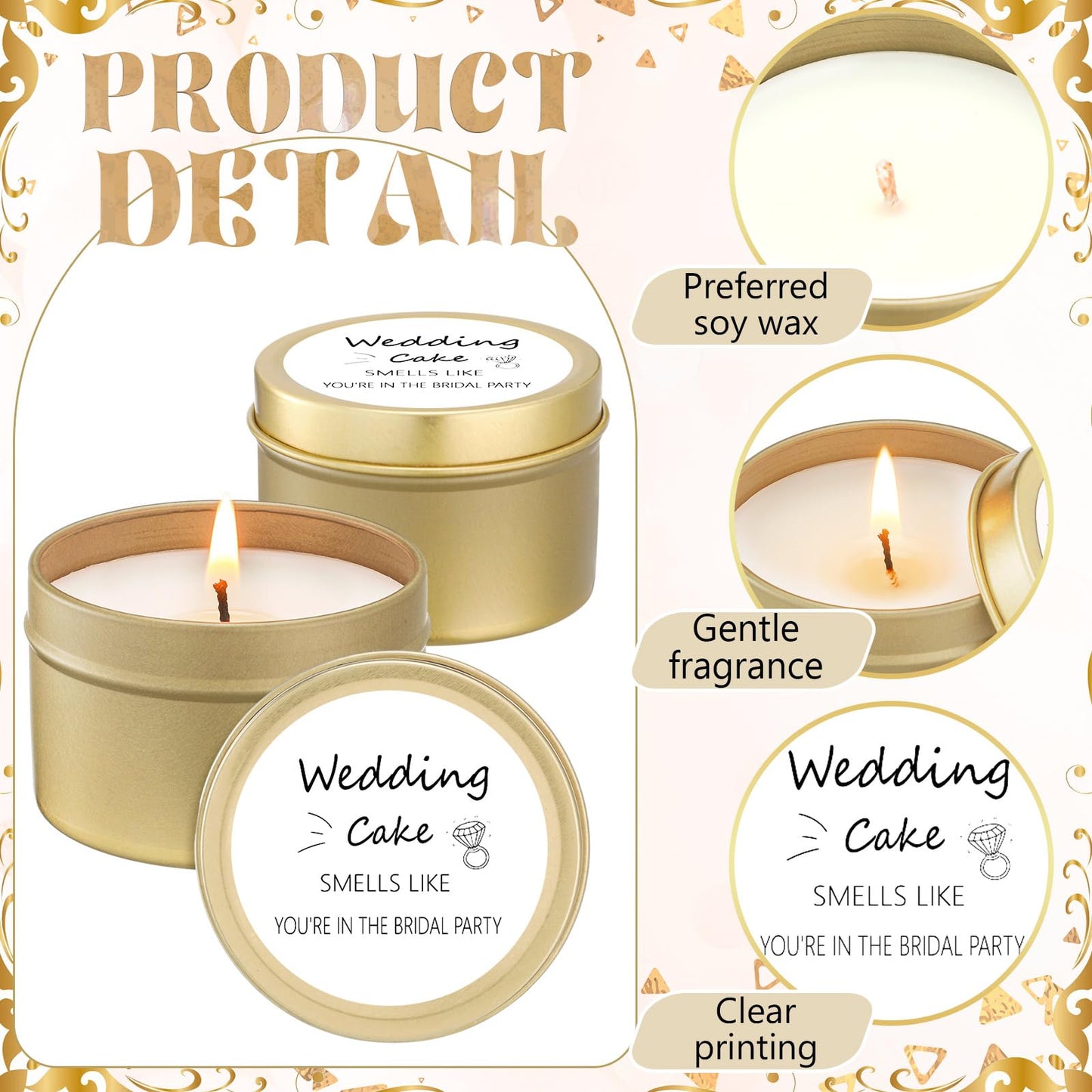 Conelist 8 Pcs Bridesmaid Proposal Gifts, Smells Like You're in The Bridal Party Scented Candles Will You Be My Bridesmaid Soy Wax Small Candle for Best Friend Girls Women 4oz(White,Fashion)