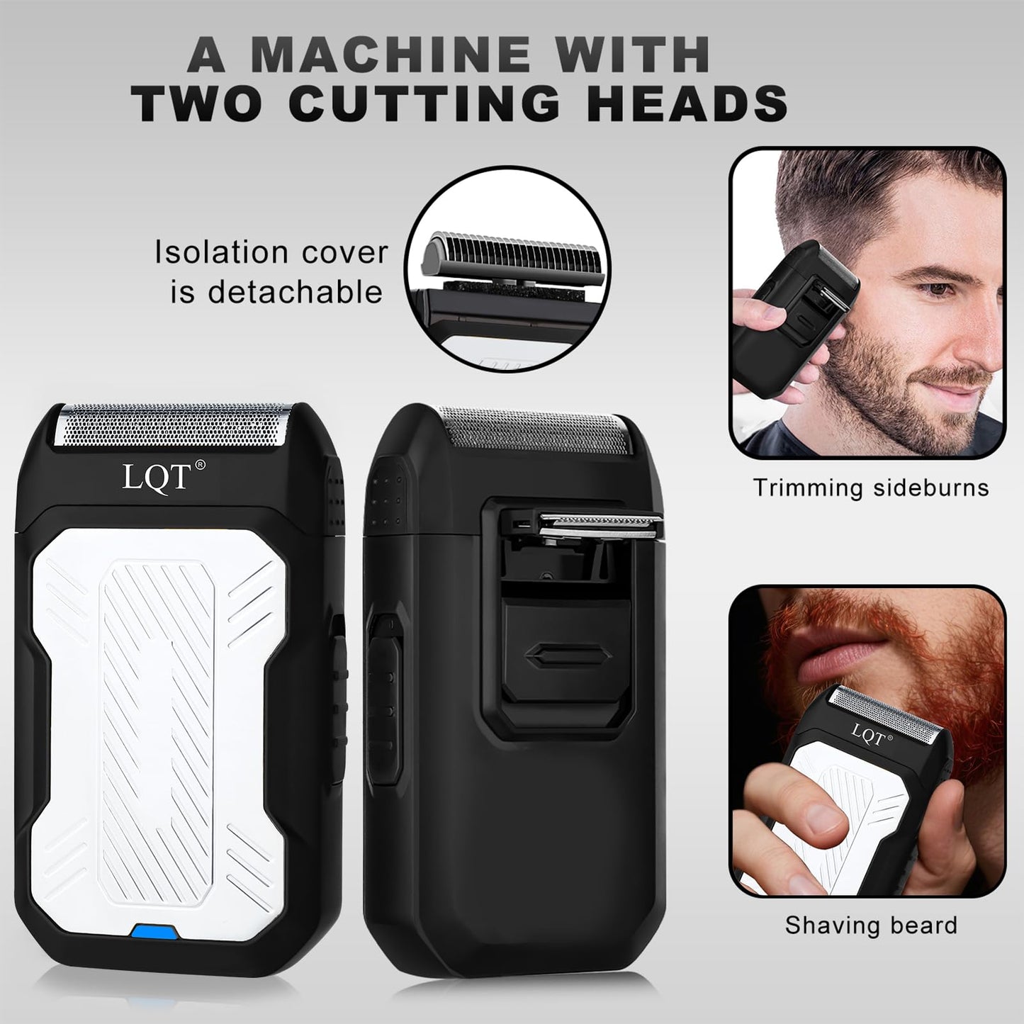 LQT Professional Cordless Hair Clippers and Beard Trimmer Set for Men, LED Display & Long Battery Life,Adjustable Lever & Stainless Steel Blades,Grooming Kit for Home and Barbers,Silver