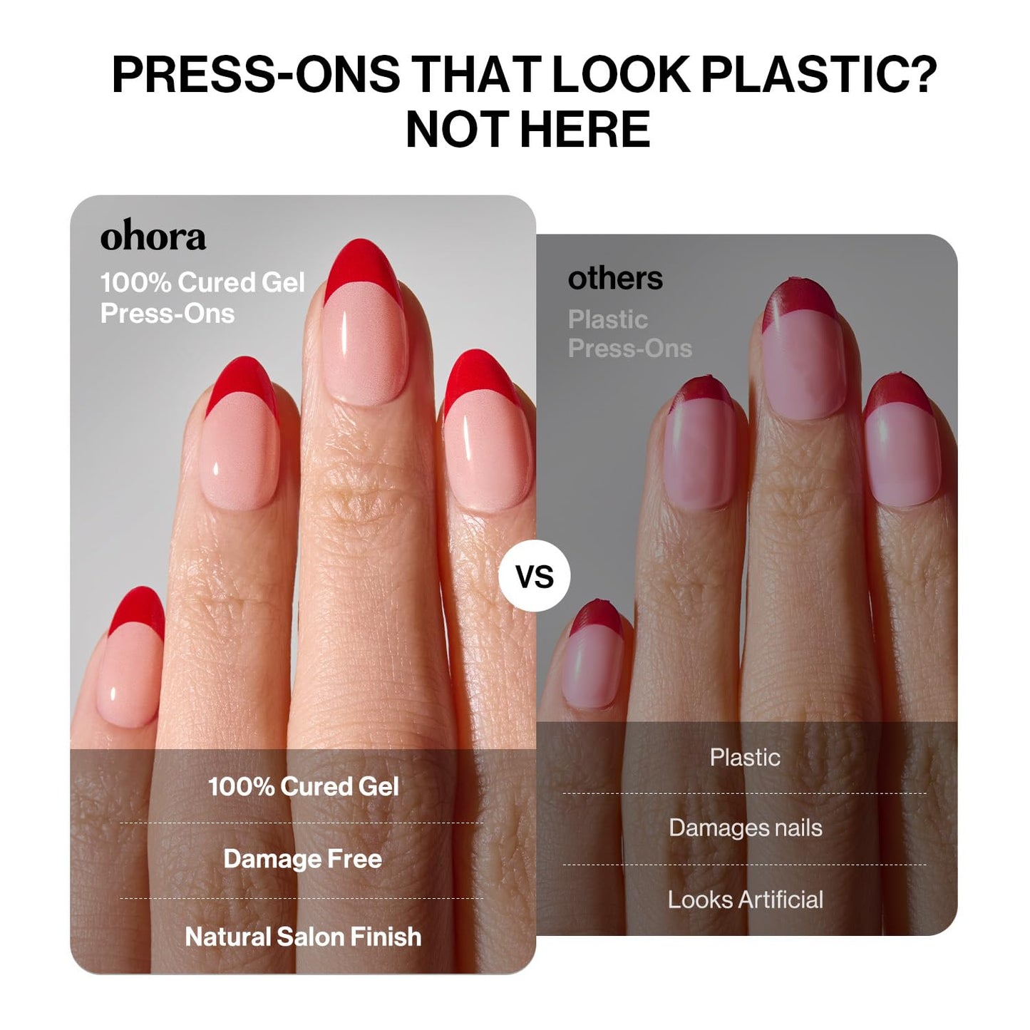 ohora Gel Press On Nails (NP Rock Star) | Medium Almond, Art | 100% Real Gel, No UV Lamp, No Glue, Non-Toxic | 15 Sizes, 30 Tips | 14-Day Waterproof, Beginner Friendly