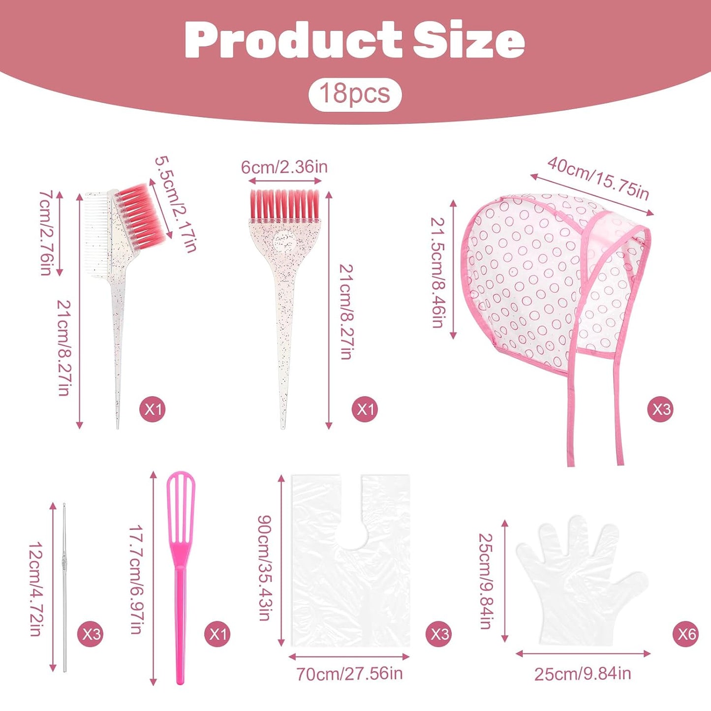 Hair Highlighting Kit - 18 PCS Professional Tint Tools with Brush, Whisk & Gloves | Home & Salon Use
