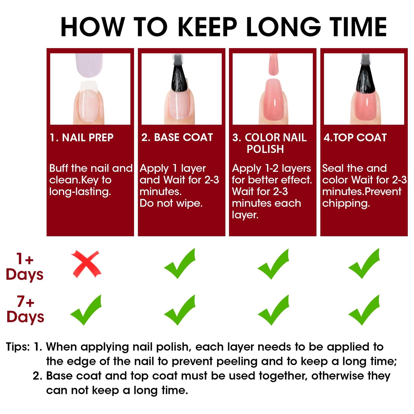 GELLEN Dark Red Nail Polish Set Fall Winter, No Light Needed, HEMA Free