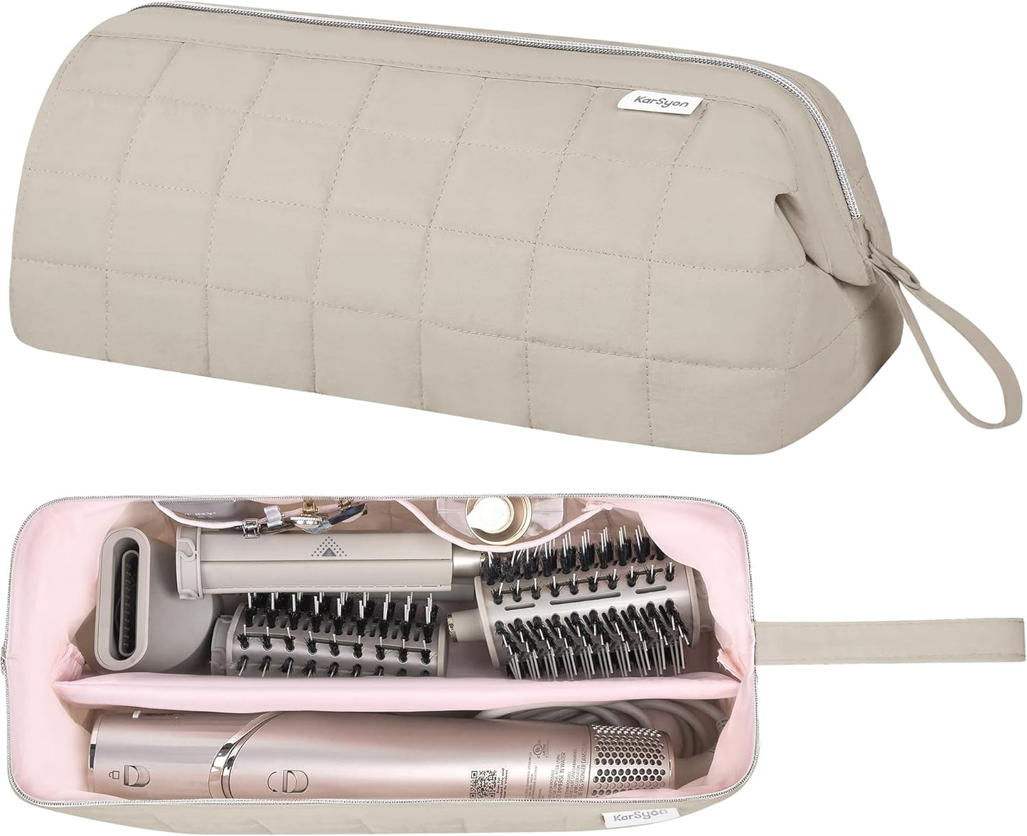 Dyson Airwrap Travel Bag Organizer - Stylish Pink Case for Hair Tools & Accessories | Fits Shark Hair Dryer & Revlon Attachments