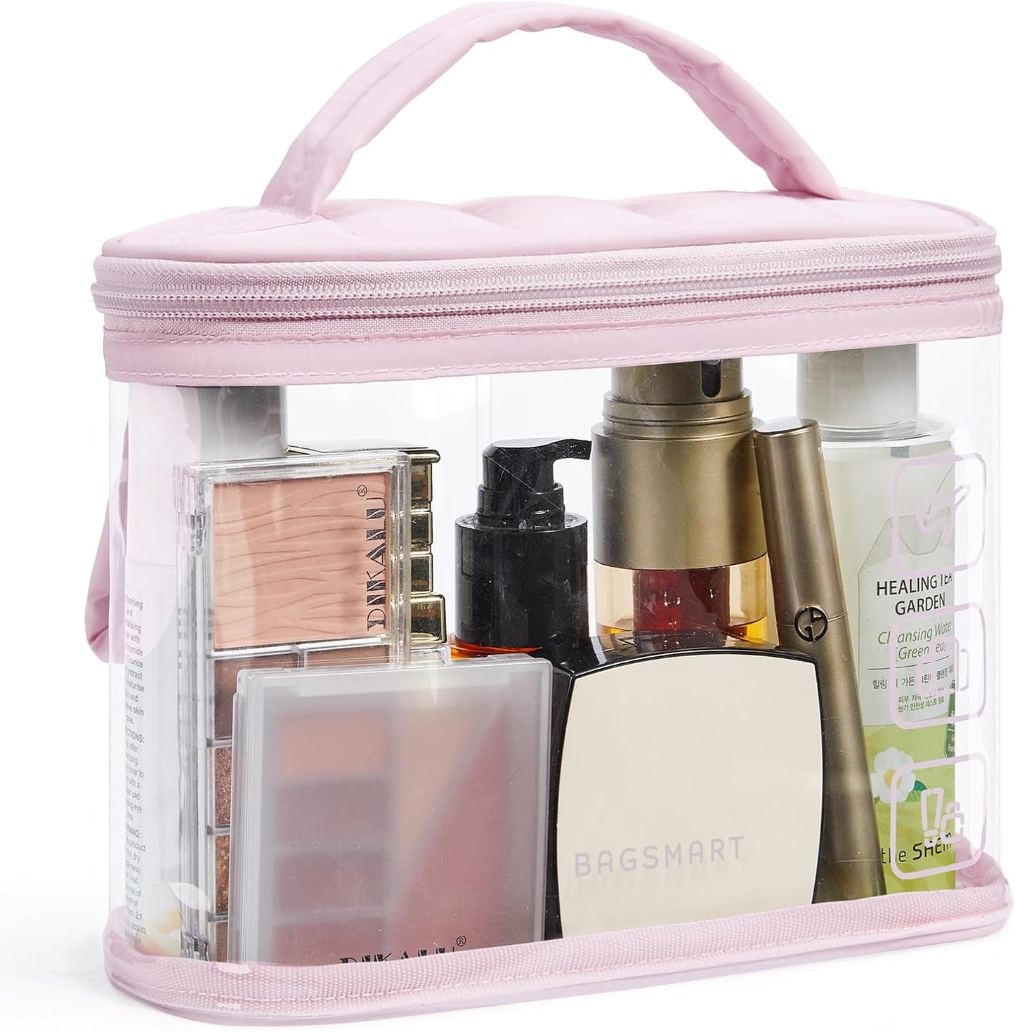 BAGSMART TSA Approved Toiletry Bag - 2 Pack Clear Makeup Organizer | Quart Size Travel Essentials, Black