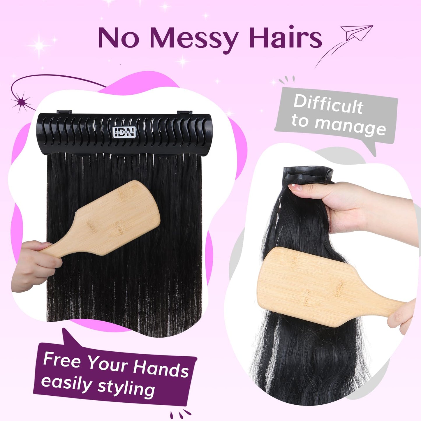 IDN BEAUTY Hair Extension Holder Stand for Styling, 4 Installation Modes With Tool, Hair Extension Holder Designed to Securely Hold Your Extensions for Washing, Styling, Packing and Storing