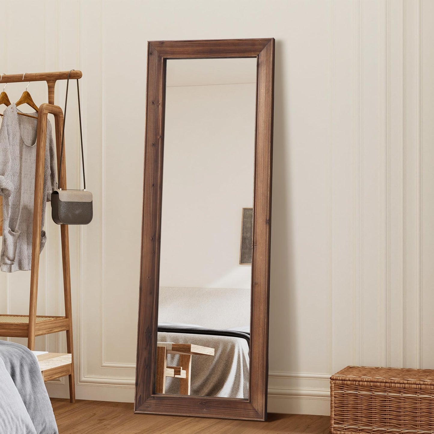 MirrMyst Rustic Farmhouse Full Length Mirror, 64"x21" Wood Floor Mirror