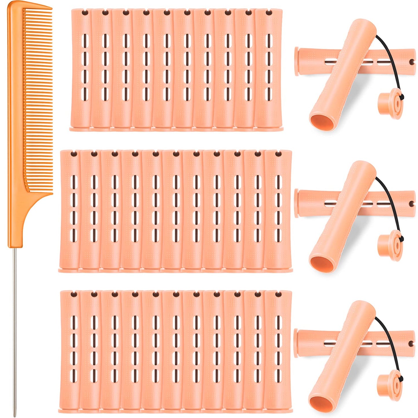 WILLBOND 36-Piece Cold Wave Perm Rods Set - Hair Rollers & Steel Rat Tail Comb for Styling