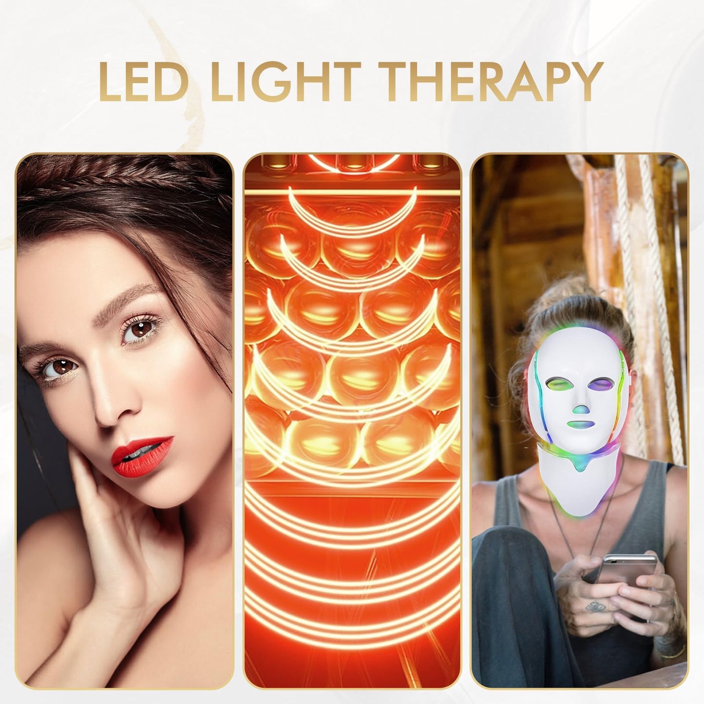 EVFOFO Red Light Therapy Mask for Face, 7 Custom Modes with 850nm NIR & 630nm Red Light, Portable LED Face Mask Light Therapy with Timer for Home Use, White