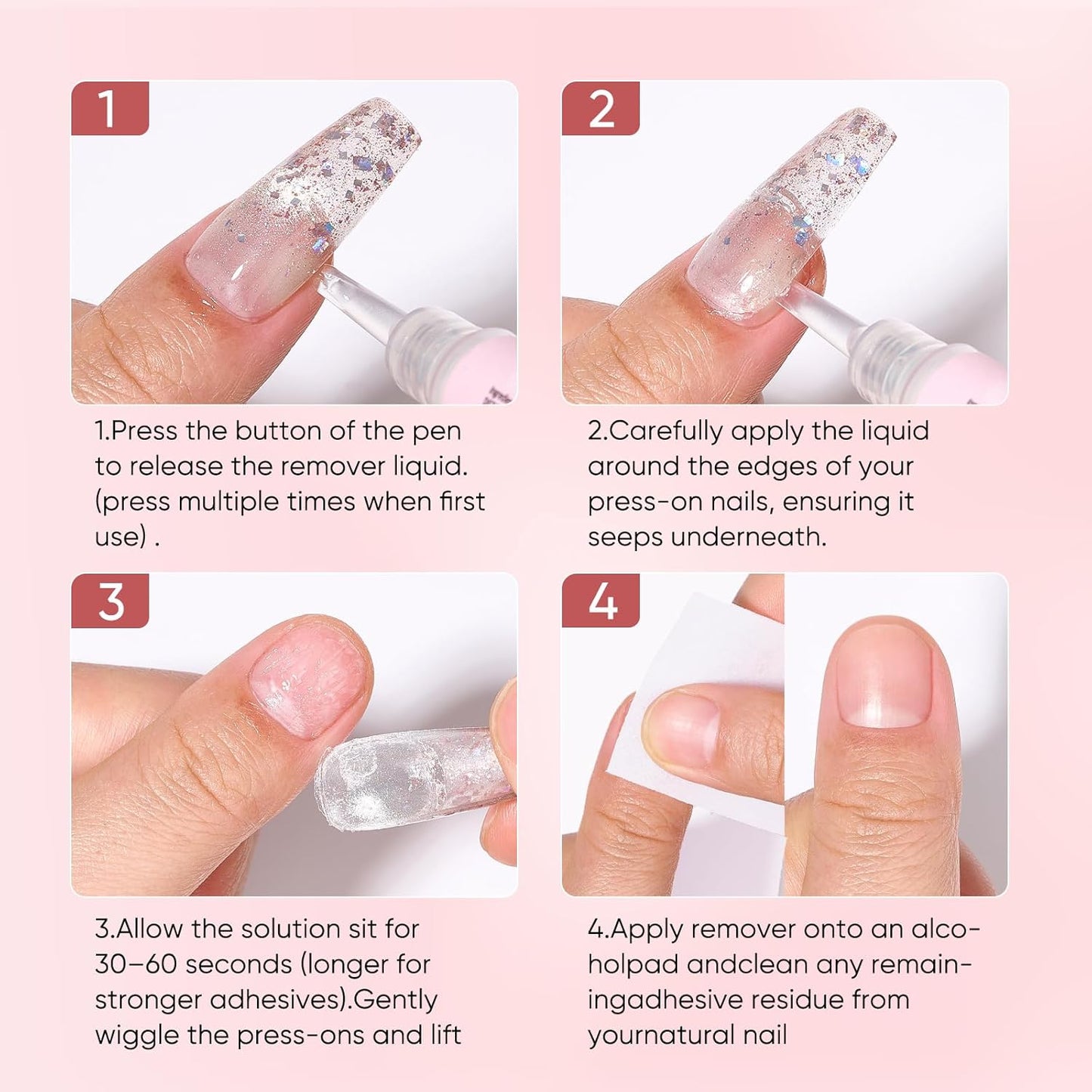 Nail Glue Remover Pen - Acetone-Free Gentle Formula for Press-On Nails | 0.11 fl. oz. (2 PCS)