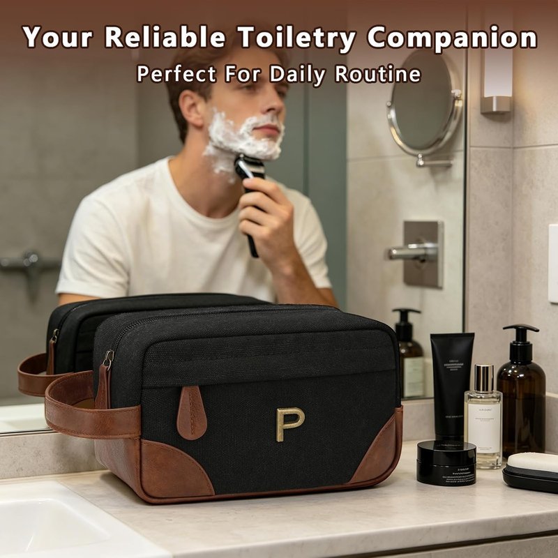 Personalized Travel Toiletry Bag for Men - Waterproof Dopp Kit with Large Capacity | Ideal Father's Day Gift for Dad, Husband, Boyfriend