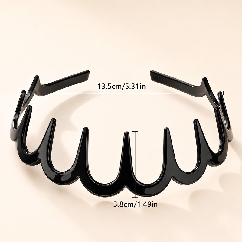 aikkmzy 5 Pcs Zig Zag Headbands for Women, Non Slip Plastic Wavy Headband with Teeth, Flexible Comb Hair Bands for Thick Curly Thin Hair, Retro 90s Y2K Hair Accessories Set