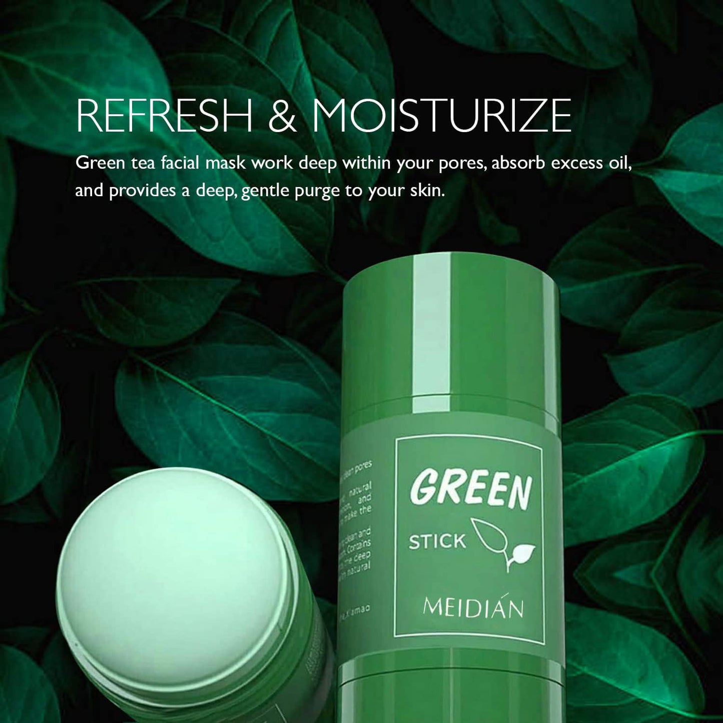 ShineMore Green Tea Clay Stick(2PCS): Blackhead Remover for Face, Green Clay Mask for Deep Pore Cleansing, Moisturizing, and Brightening for Men and Women